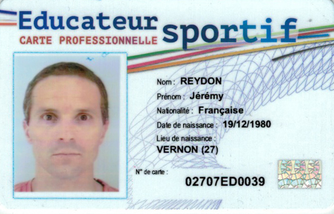 Carte professionnelle d'éducateur sportif